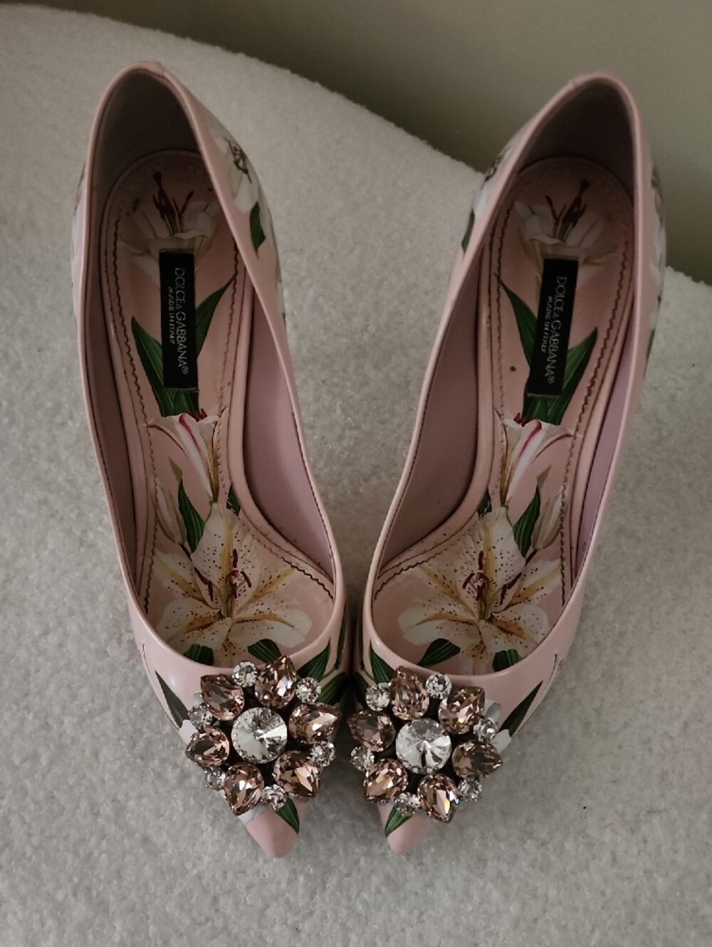 Dolce & Gabbana Pink Floral Embellished Pointed-Toe Pumps - Picture 2 of 5